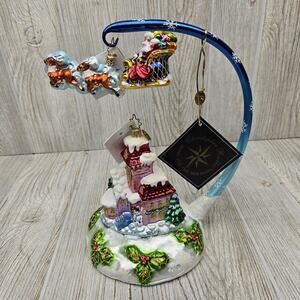 Vintage Christopher Radko Midnight Magic Santa Sleigh Ornament Poland 2002 NWT